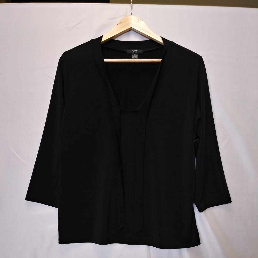 ALFANI Woman Simple Tie Neck Blouse